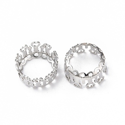 Platinum Brass Sew on Prong Settings, Filigree Open Back Claw Settings for Pointed Back Rhinestone, Flat Round, Platinum, Tray: 10mm, 11.5x6mm, Hole: 0.8mm