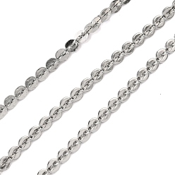 Нержавеющая Сталь Цвет 304 плоские круглозвенные цепи из нержавеющей стали, пайки, с катушкой, цвет нержавеющей стали, 3.5x0.5 мм