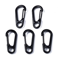 Черный Окрашенные распылением пружинные кольца из сплава, защелкивающееся кольцо, без кадмия, без никеля и без свинца, чёрные, 31.5x14.5x7 мм, отверстие : 5.5 мм