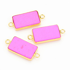 Howlite Natural Howlite Links connectors, Rectangle, with Golden Tone Brass Findings, Dyed, 30x13x4mm, Hole: 2mm