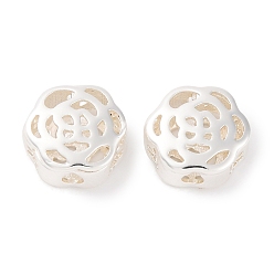 Посеребрённый Латунные бусины, без кадмия, без никеля и без свинца, полые цветок, 925 серебро покрытием, 10x10x5 мм, отверстие : 1.2 мм