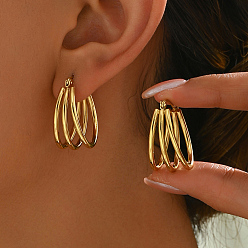 Золотой Тройные серьги-кольца из нержавеющей стали в форме буквы С, золотые, 25 мм