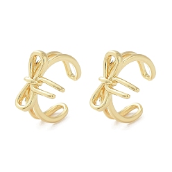 Настоящее золото 18K Покрытие стойки латунное кольцо-манжета, без кадмия и без свинца, долговечный, бантом, реальный 18 k позолоченный, 16x10x15 мм