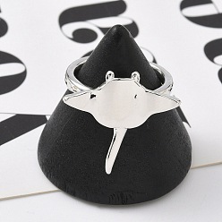 Платина Латунь манжеты кольца, манта, долговечный, стойки покрытие, без свинца и без кадмия, платина, 19.5x21 мм