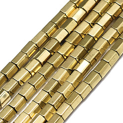 Real 18K Gold Plated Electroplate Non-magnetic Synthetic Hematite Beads Strands, Hexagon, Real 18K Gold Plated, 3x3x2.5mm, Hole: 1mm, about 125~126pcs/Strand, 15.75 inch(40cm)