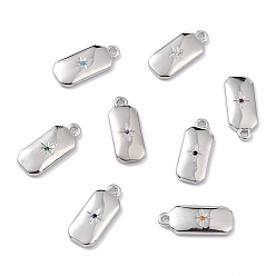 (52) Непрозрачная лаванда Латунные микро проложить кубического циркония прелести, долговечный, восьмиугольник со звездой, разноцветные, 14x6x1.5 мм, отверстие : 1.2 мм