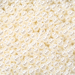 Кремово-белый Имитация жемчуга акриловые, окрашенные, круглые, кремово-белые, 8x7.5 мм, отверстие : 2 мм, 900 шт