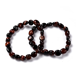 Тигровый глаз Естественно тигровый глаз бисером браслеты простирания, упавший камень, самородки, внутренний диаметр: 2 дюйм (5~5.2 см)