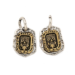 Античный Серебрянный & Античный Золотой Долговечные латунные подвески, с прыжковых колец, квадратный, старинное серебро и античный золотой, 12.5~13x10x2 мм, отверстие : 4 мм