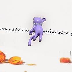 Средний Фиолетовый 10шт. подвески-соединители из сплава, окрашенные в печной краской, кошка, средне фиолетовый, 29x10 мм