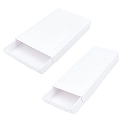 Белый Пластик под столом, ящик органайзера стола, с наклейками на клей, для офиса дома школы, самоклеящийся выдвижной лоток для выдвижных ящиков, прямоугольные, белые, 2 шт / комплект
