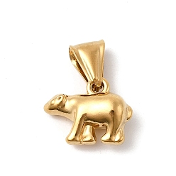 Медведь Тема животных 304 подвески из нержавеющей стали, ионное покрытие (ip), реальный 20 k позолоченный, белый медведь, 13.5x17x8 мм, отверстие : 8x4 мм