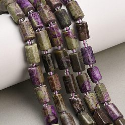 Sugilite Натуральные нити из сугилитовых бусин, граненые колонки, с бисером, 11.5~12.5x6.5x7.5 мм, отверстие : 1.2 мм, около 28~30 шт / нитка, 15.75'' (40 см)