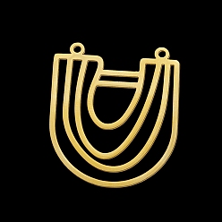 Golden 201 Stainless Steel Pendant Links, Laser Cut, Half Oval, Golden, 31.5x26.5x1mm, Hole: 1.6mm