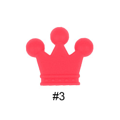 Deep Pink Food Grade Eco-Friendly Silicone Focal Beads, Crown, Deep Pink, 30.5mm