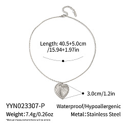 Нержавеющая Сталь Цвет Минималистичные 304 ожерелья с кулоном в виде сердца из нержавеющей стали для женщин, цвет нержавеющей стали, 15.94 дюйм (40.5 см)