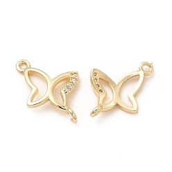 Настоящее золото 14K Латунь с покрытием из латуни, микро-паве, прозрачные подвески из кубического циркония, долговечный, без кадмия и без свинца, ссылки бабочки, реальный 14 k позолоченный, 17x12x2 мм, отверстие : 1.2 мм