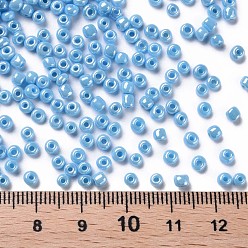 Light Cyan Glass Seed Beads, Opaque Colors Lustered, Round, Light Cyan, 3mm, Hole: 1mm, about 10000pcs/pound