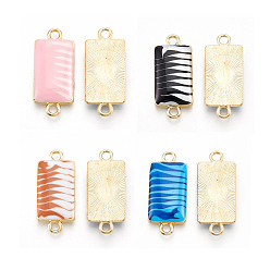 Mixed Color Alloy Enamel Links connectors, Rectangle, Light Gold, Mixed Color, 24.5x11x4mm, Hole: 2mm