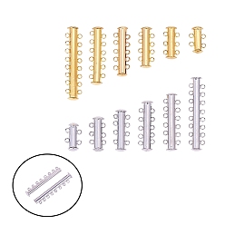 Mixed Color Brass Magnetic Slide Lock Clasps, Mixed Color, 15x11.5x6mm, Hole: 2.5mm, 11sets/box