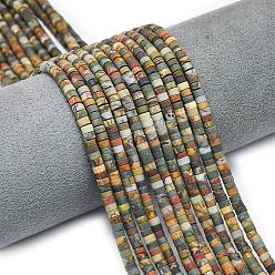 Пикассо Камень Нити бусин из натуральной красной яшмы пикассо/полихромной яшмы, матовые, дисковые бусы, Heishi бусы, 4~4.5x2~2.5 мм, отверстие : 1 мм, около 155~157 шт / нитка, 15.24 дюйм (38.7 см)