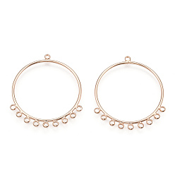 Real 18K Gold Plated Brass Chandelier Components Links, Nickel Free, Ring, Real 18K Gold Plated, 32x28x1mm, Hole: 1.2mm