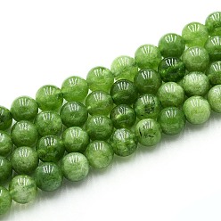 Зеленый лайм Природного кварца нитей бисера, окрашенные, круглые, имитация оливин, зеленый лайм, 6~6.5 мм, отверстие : 0.9~1 мм, около 60~63 шт / нитка, 14.96~15.35 дюйм (38~39 см)