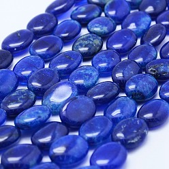Blau Natürliche Jade Perlen Stränge, gefärbt, ellipsenförmige, Blau, 18x12~13x6~6.5 mm, Bohrung: 1 mm, ca. 22 Stk. / Strang, 14.9 Zoll (38 cm)