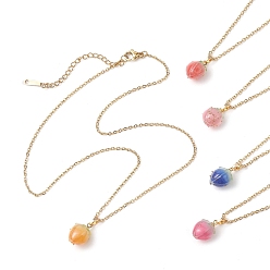 (52) Непрозрачная лаванда Ожерелья с подвесками из эпоксидной смолы в виде цветка, 304 ожерелья из троса из нержавеющей стали для женщин, разноцветные, 15.83 дюйм (40.2 см)