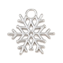 Platin Farbe Weihnachts-Messing-Charms, Schneeflockenzauber, Platin Farbe, 15x15x1.5 mm, Bohrung: 2.5 mm