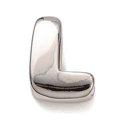 Letter L Латунные бусины, долговечный, стойки покрытие, без свинца и без кадмия, платина, Письмо L, 20.5x15.5x7 мм, отверстие : 18x4 мм