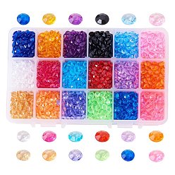 Misty Rose Acrylic Rhinestone Pointed Pointed Back Cabochons, Faceted, Diamond, Misty Rose, 6x3mm, about 230~250/compartment, 4140~4500pcs/box