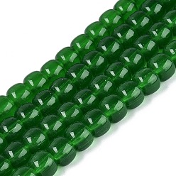 Зеленый Стеклянные бусины, имитация нефрита , колонка, зелёные, 9.5~10x8 мм, отверстие : 1~1.2 мм, около 45~49 шт / нитка, 14.17~16.14 дюйм (36~41 см)