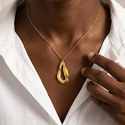 Golden Ocean 304 Stainless Steel Shell Shape Pendant Necklaces for Women, Golden, 15.75 inch(40cm)