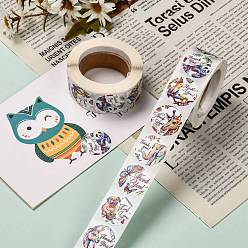 Colorful DIY Scrapbook, 1 Inch Thank You Stickers, Decorative Adhesive Tapes, Flat Round with Animal & Word Thank You, Colorful, 25mm, about 500pcs/roll