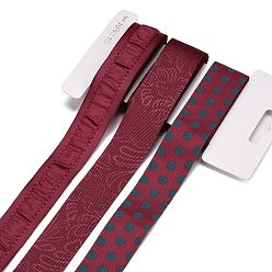 Темно-Красный 9 ярдов 3 стилей полиэфирной ленты, для поделок своими руками, бантики для волос и украшение подарка, темно-красная цветовая палитра, темно-красный, 1~1-1/8 дюйм (25~28 мм), около 3 ярдов / стиль