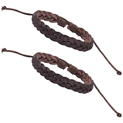 Коричневый 2 шт. плетеные браслеты из искусственной кожи для мужчин и женщин, кофе, нет размера