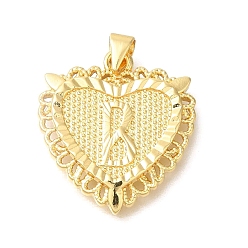 Letter B Стойки обшивки латунные подвески, без кадмия и без свинца, сердце с подвесками в виде буквы az, В письме, 24x22x3 мм, отверстие : 5x3.5 мм