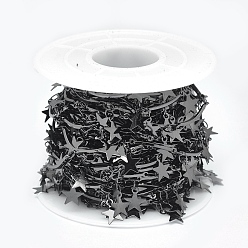 Черный Цвет Металла Латунные зубчатые стержневые цепи, с катушкой, звезды прелести, долговечный, без свинца и без кадмия, пайки, металлический черный , 16x1x1 мм, 8x7x0.1 мм, около 32.8 футов (10 м) / рулон