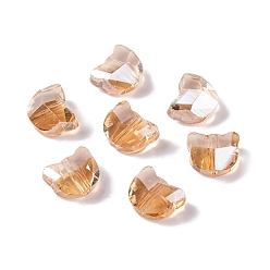 Сэнди Коричневый 100 шт. Гальванические стеклянные бусины, форма кошки, граненые, песчаный коричневый, 7x6x4.5 мм, отверстие : 1 мм