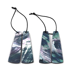 Trapezoid 2шт. подвески из натуральной черной ракушки для губ, трапециевидные, 38x13x3 мм, отверстие : 0.6 мм