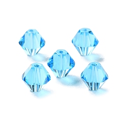 Темно-Голубой К 9 стекло, имитация Австрийские кристаллические шарики, граненые, двухконусные, глубокое синее небо, 6x6x6 мм, отверстие : 0.9 мм