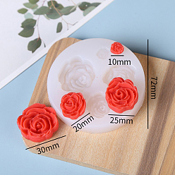 Flower DIY Silicone Molds, Fondant Molds, Resin Casting Molds, for Chocolate, Candy, UV Resin & Epoxy Resin Craft Making, White, Flower, 72mm