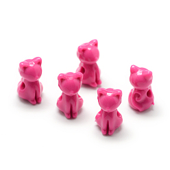 Ярко-Розовый Непрозрачные бусины из акрила, кошка, ярко-розовый, 14.5x8.5x9.5 мм, отверстие : 2.5 мм, Около 860 шт / 500 г