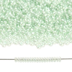(1065) Mint Lined Crystal Toho 11/0 полукруглые бусины, японский бисер, (1065) кристалл с мятой, 11/0, 2.2x0.9 мм, отверстие : 0.8 мм, Около 8666 шт / 50 г