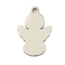 Нержавеющая Сталь Цвет Не тускнеющие 201 подвески из нержавеющей стали, ангельское очарование, лазерная резка, цвет нержавеющей стали, 15.5x10.5x1 мм, отверстие : 1.5 мм