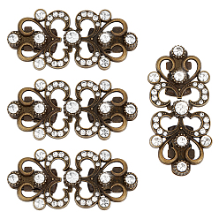 Античная Бронза 4шт. зажимы для кардигана из цветочного сплава и стекла, зажимы для воротника свитера для женщин, античная бронза, 24.5x50x14 мм