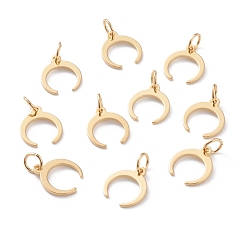 Echt 18 k vergoldet Messing Charme, mit Ringe springen, langlebig überzogen, Halbrund, echt 18 k vergoldet, 11.5x10x0.8 mm, Sprungring: 5x1 mm, Innendurchmesser: 3 mm