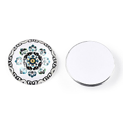 Разноцветный Кабошоны из стекла, полукруглый с калейдоскопом, красочный, 25x7.5 мм