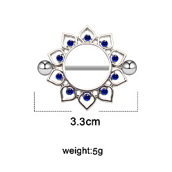 Солнце 304 Кольца для сосков из нержавеющей стали и 316 хирургической нержавеющей стали, цвет нержавеющей стали, солнце, 30 мм